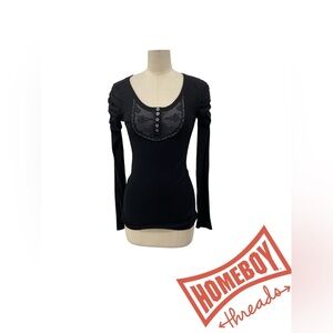 Free People Black Long Sleeve Top